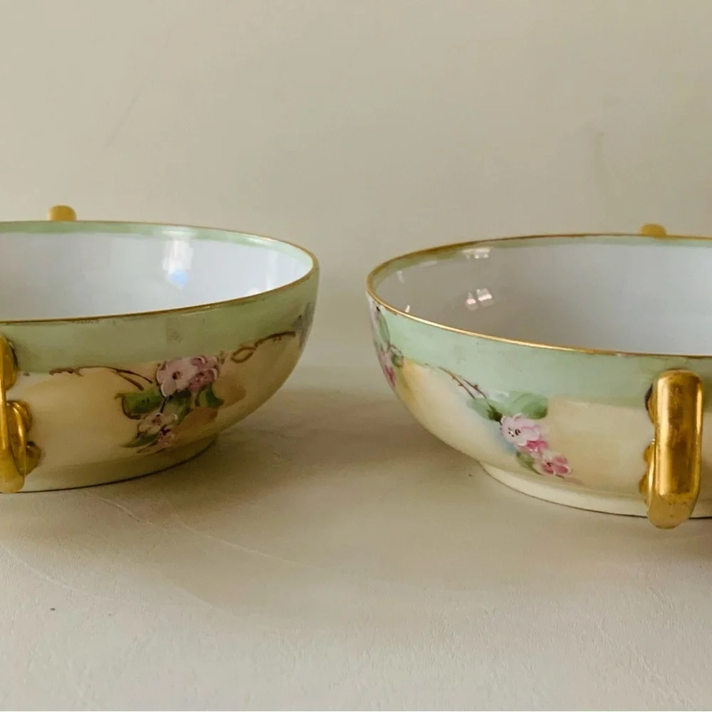 Vintage T&V Limoges France Double Handled Soup Bowls